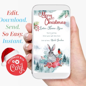 Biglietto regalo natalizio tramite SMS, modello di biglietto regalo di Natale, biglietto a sorpresa, modello regalo di Natale da modificare, scaricare e inviare immediatamente tramite SMS