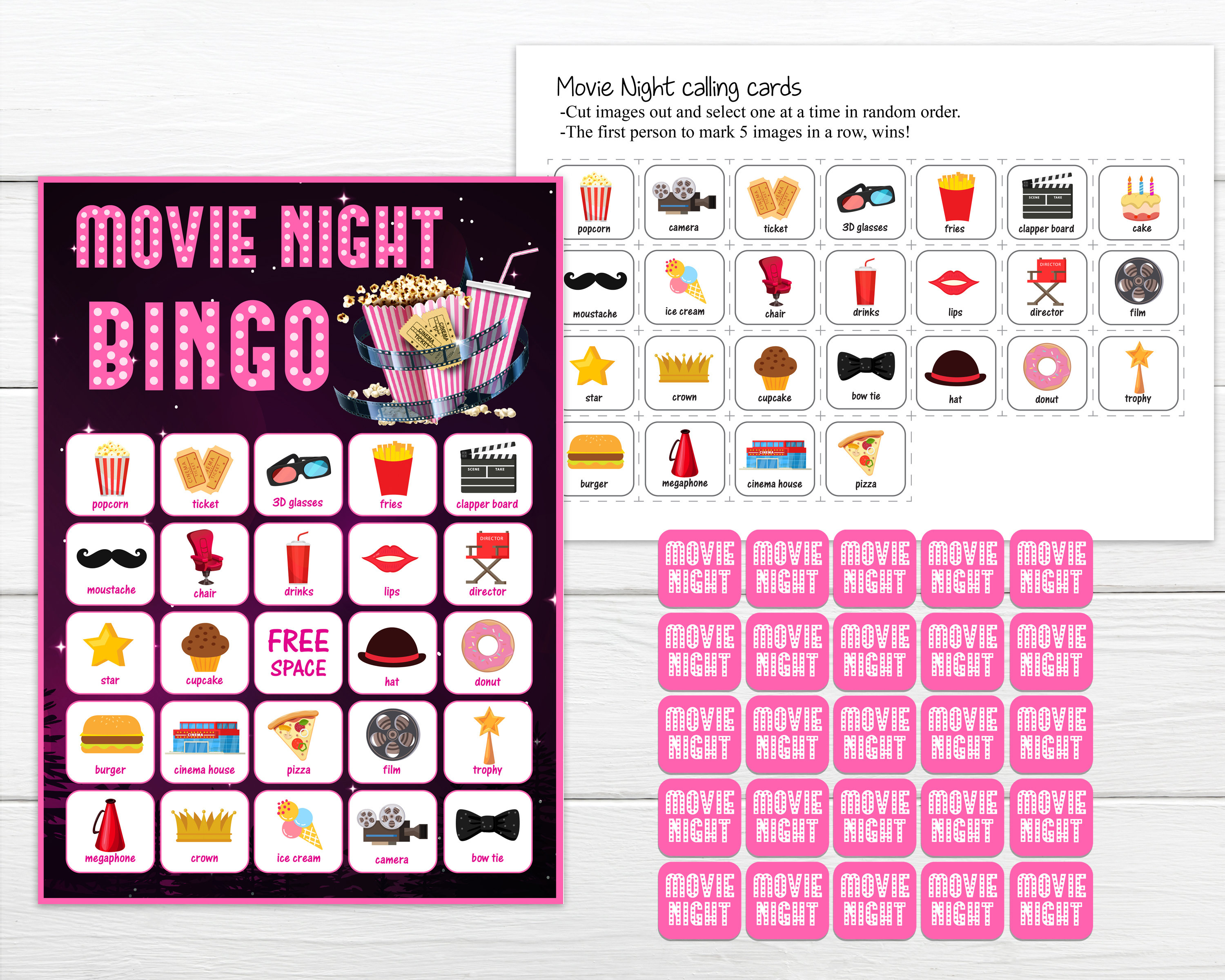 Movie Night BINGO Movie night BINGO GAME Printable bingo | Etsy