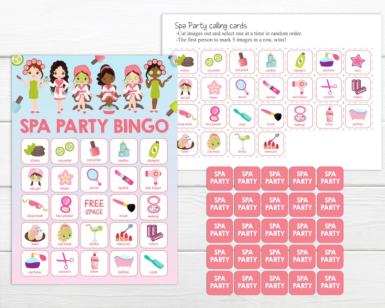 Spa Party BINGO Game Spa BINGO Spa Party Printable Bingo - Etsy