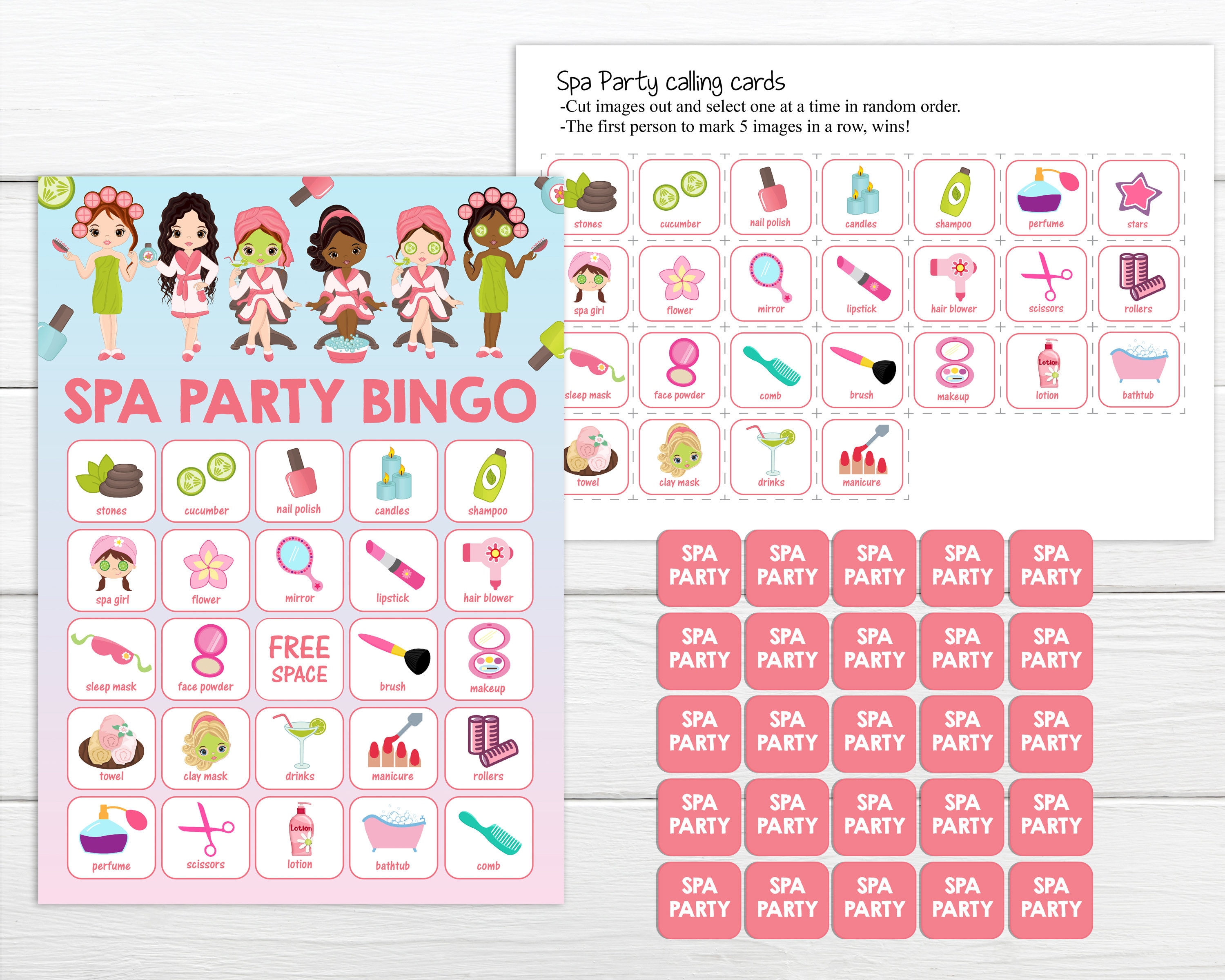 Spa Party BINGO Game Spa BINGO Spa party printable bingo Etsy