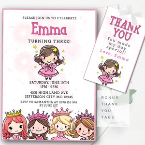 Editable Princess Invitation Princess Party Invitation Template Princess Invitation Girls Princess Invite Little Princess
