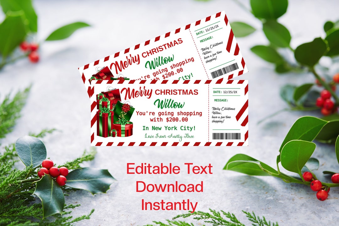 Printable Christmas Gift Voucher Editable Gift Coupon Christmas Gift ...