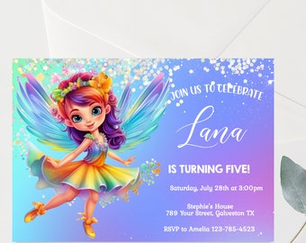 Editable Fairies Invitation, Woodland Fairies Instant Birthday Invitation, Editable fairy invitation, Instant download, Fairies Party EF