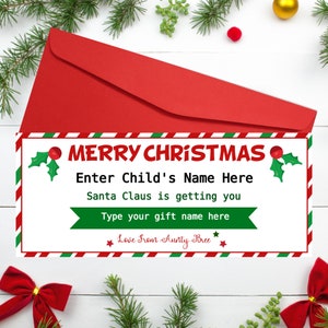 Sofortiger Weihnachtsgeschenkgutschein, 2 x Coupon-Designs, Überraschungs-Weihnachtsgeschenk-Ticket-Vorlagen zum Bearbeiten, jetzt herunterladen und ausdrucken oder per E-Mail versenden