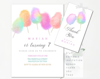 Cotton Candy Invitation Editable Candyland Birthday Invitation Instant Birthday Invitation Instant Download Sweet Celebration Birthday Party