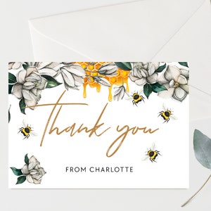 Bee verjaardag Bedankkaart Honeybee verjaardagskaart Bee eerste verjaardagskaarten Bewerkbare Bee verjaardag Dank u tag Instant bewerken en downloaden