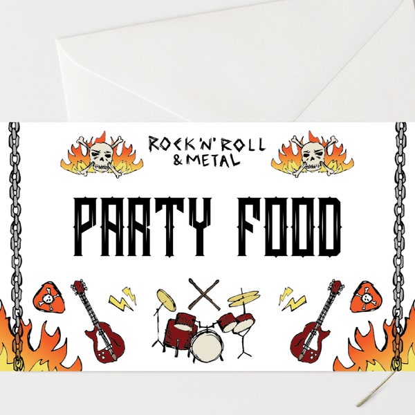 Party Table Food Labels, Born to Rock Birthday Party Table Labels, Rock Birthday Party Food Labels, Rock and Roll Table Card Template, Rock