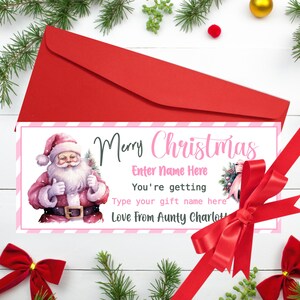 Modello di buono regalo di Natale rosa Modello di buono regalo di Natale modificabile Buono regalo istantaneo modificabile Regalo per lui