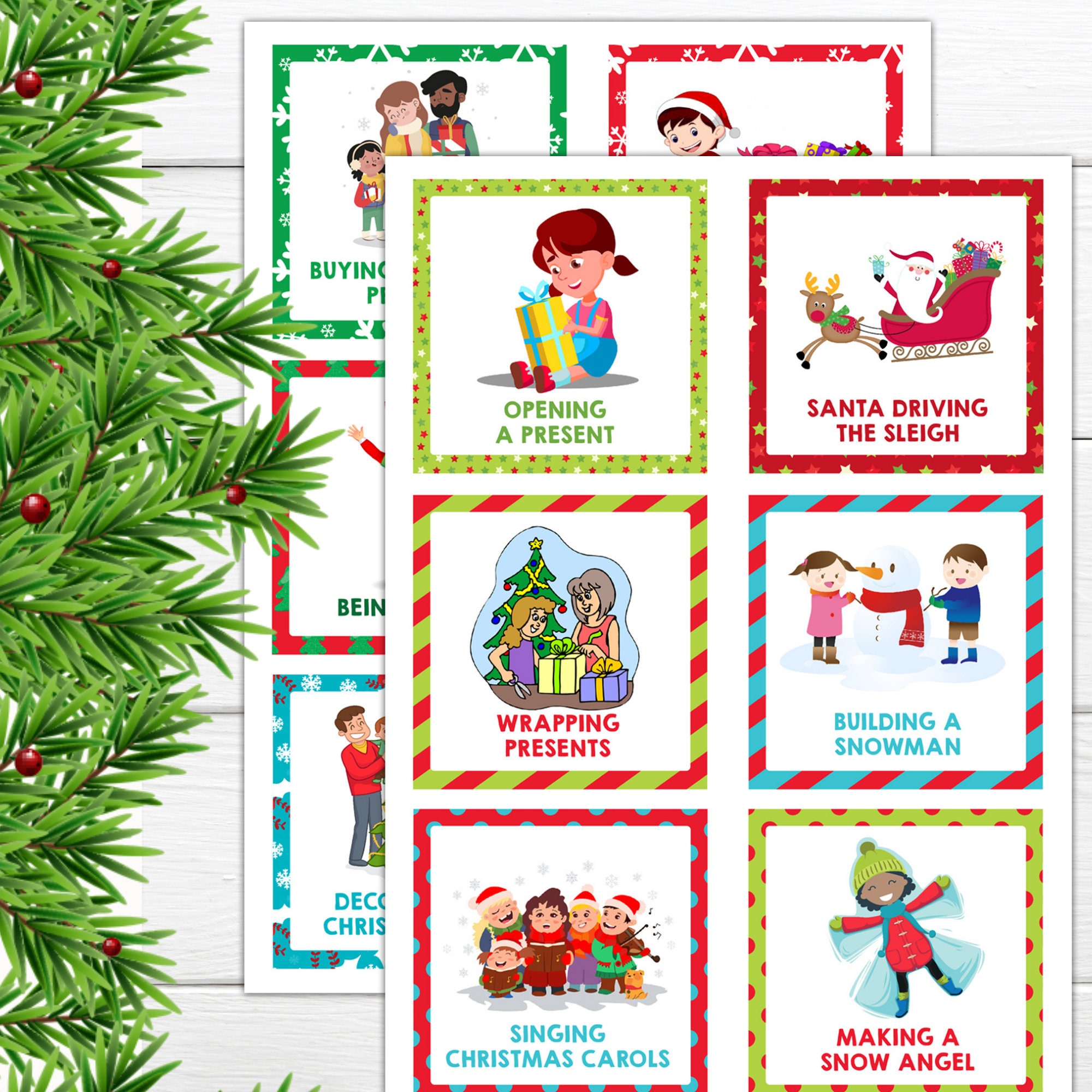 Christmas Charades Game for Kids Christmas Printable Game Action ...