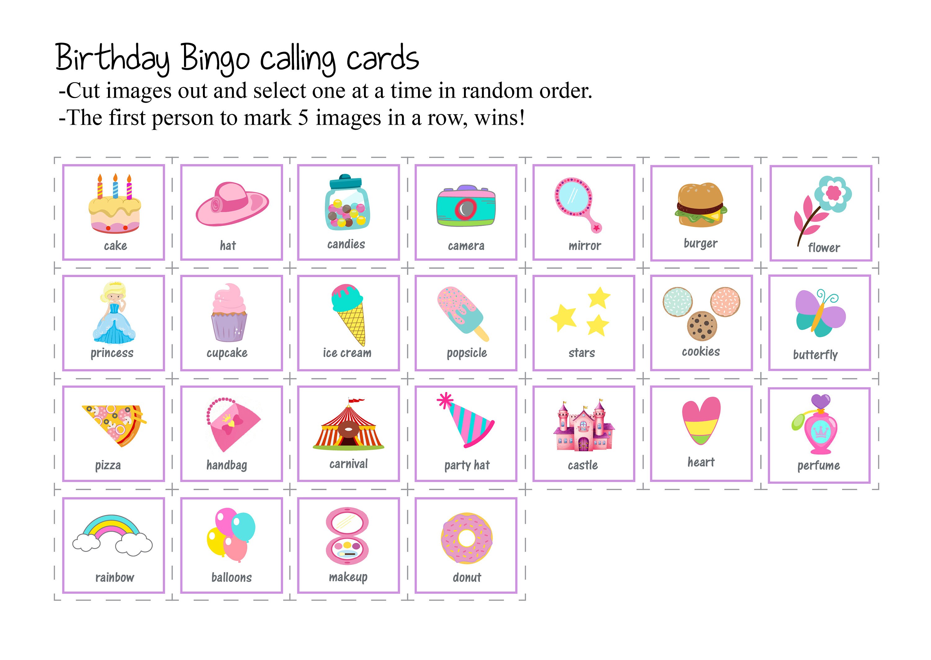 Girls BINGO Game instantly download and print at home bingo | Etsy
