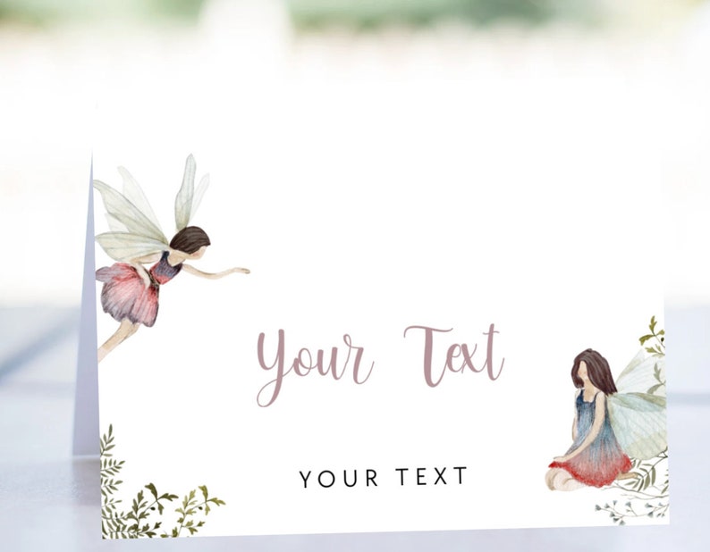 Editable Fairies Birthday Place Card Editable Fairies Birthday Food Tent Cards Party Table Food Label Fairy birthday party
