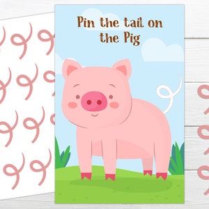 Pin the Tail on the Pig Geburtstagsspiel Pin the Tail Spiel Farm Partyspiele Sofortiger Download