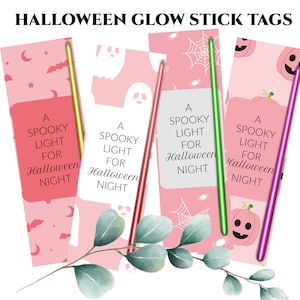 Halloween Glow Stick Tags Glow Stick Printable Holder Halloween Treat Glow Stick Holder Glow Stick Gift Tag Glowstick Template Halloween