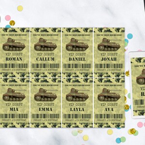 Editable Army Invitation Ticket Army ID Badges Included Army Ticket Invitation Army Birthday Invitation Military Invitation Tank Camo image 2