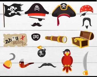 Pirate Party Props. Pirate photo booth props for Instant download Pirate printable props for photos Pirate birthday party decor Pirate THP7