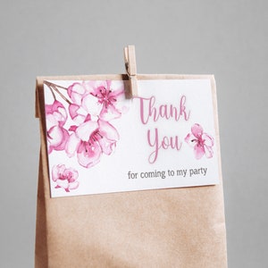 Cherry Blossom Birthday Party Gift Bag Labels, Cherry Flowers Favor Bag Labels, Cherry Birthday Favor Box Labels for Instant Download CB