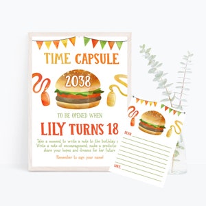 BBQ Grill and Chill Birthday Time Capsule, Editable Instant download Time Capsule. 1st Birthday BBQ, First Birthday BBQ time capsule BBQ3 image 1