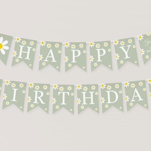 Editable Daisy Birthday Banner for Instant Editing and Printing, Daisy ...