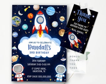 Outer Space Birthday Invitation Template Boy Editable Birthday Party Invitation Astronaut Invitation Planets Invitation Template