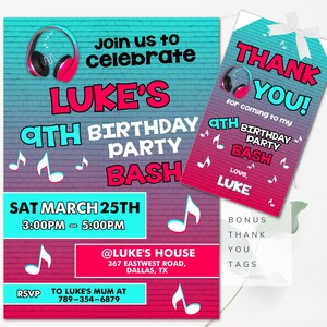 Editable Birthday Invitation Dance Party Invitation Birthday Party Invitation Silent Disco Party Instant Edit and Download