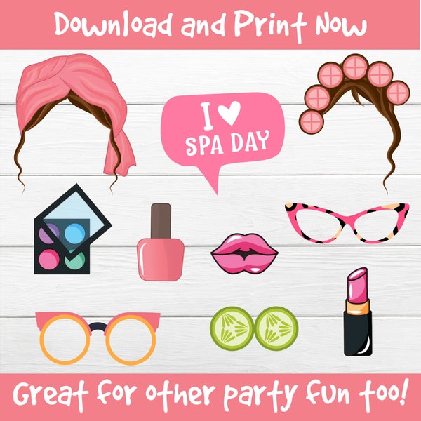 Spa Party Props. spa beauty photo booth props spa party printable over sized props for photos Spa birthday party decor Spa party games SBP5