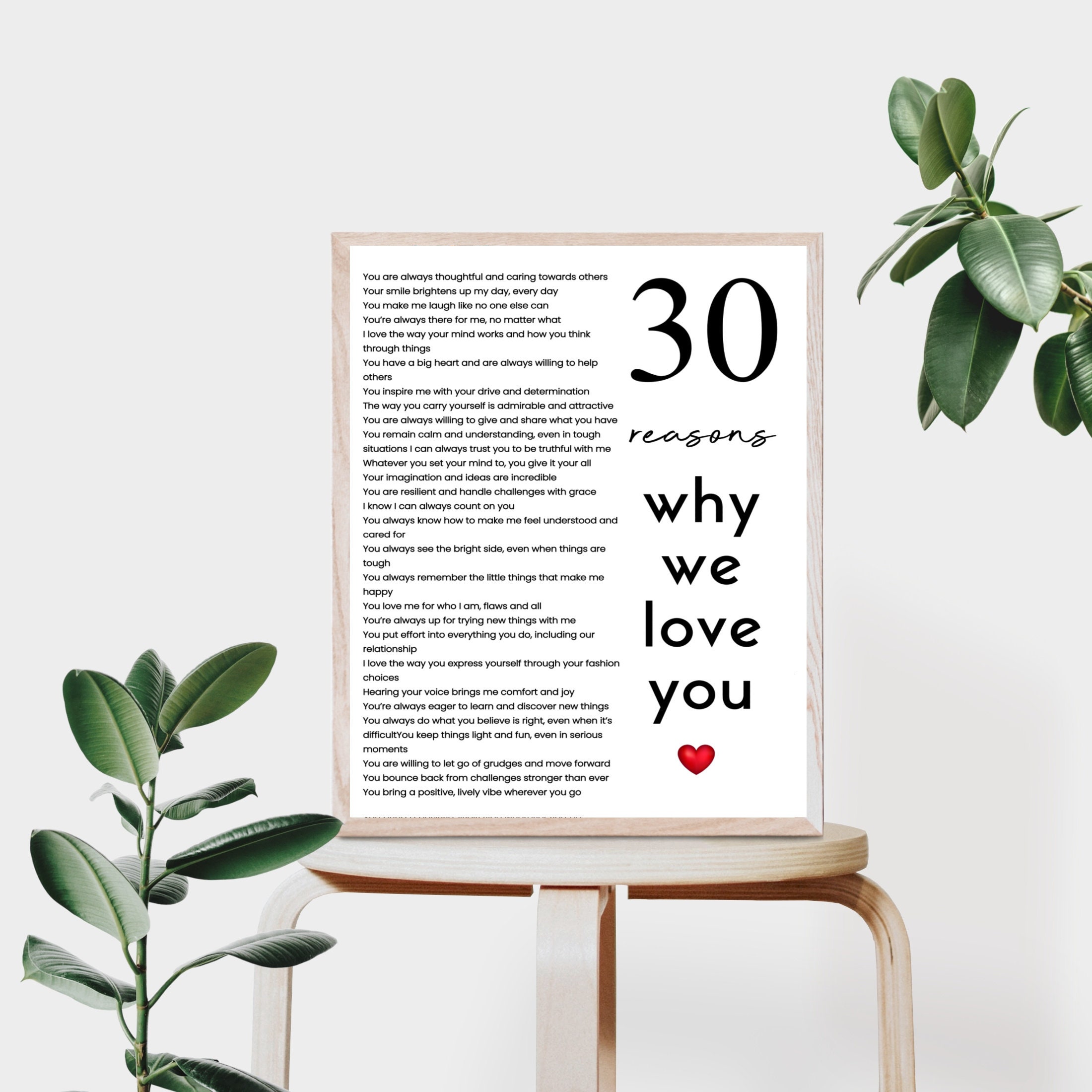 30 Reasons Why We Love You Poster Template Printable 30th Gift for Her ...