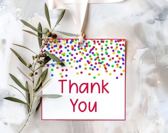 Editable Confetti Rainbow Gift Tags Rainbow Favor Cards Editable Thank You Tags Personalized Thank You Tag Printable Party Tags Rainbow Dots