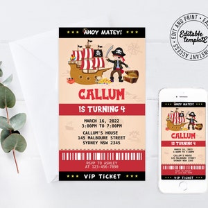 Pirate Birthday Party Invitation Pirate Scavenger Hunt Game Pirate Ticket Invitation Pirate Birthday Invitation Printable Pirate Invite