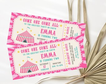 Carnival Ticket Birthday Invitation Ticket Girls Circus Birthday Invitation Ticket Invitation Template Pink Fake Carnival Birthday Ticket