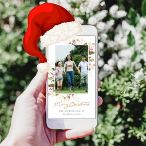 Bewerkbare elektronische kerstkaartsjabloon Smartphone-kerstkaart Kerst eCard Foto-kerstkaart Tekstbericht-kerstkaart