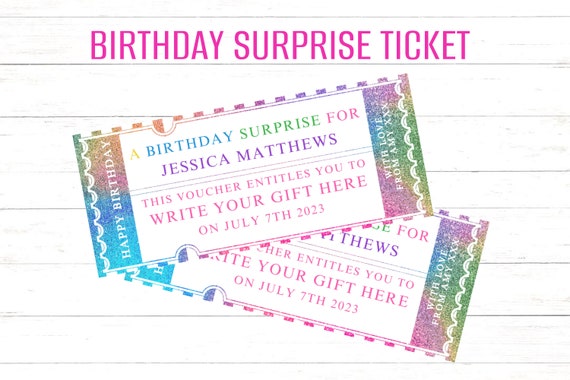 Editable Event Gift Ticket, Print at home Birthday Voucher, Digital ...