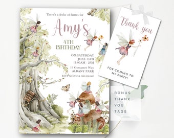 Editable Fairies Invitation Woodland Fairies Instant Birthday Invitation Editable Fairy Invitation Instant download Fairies Party EF