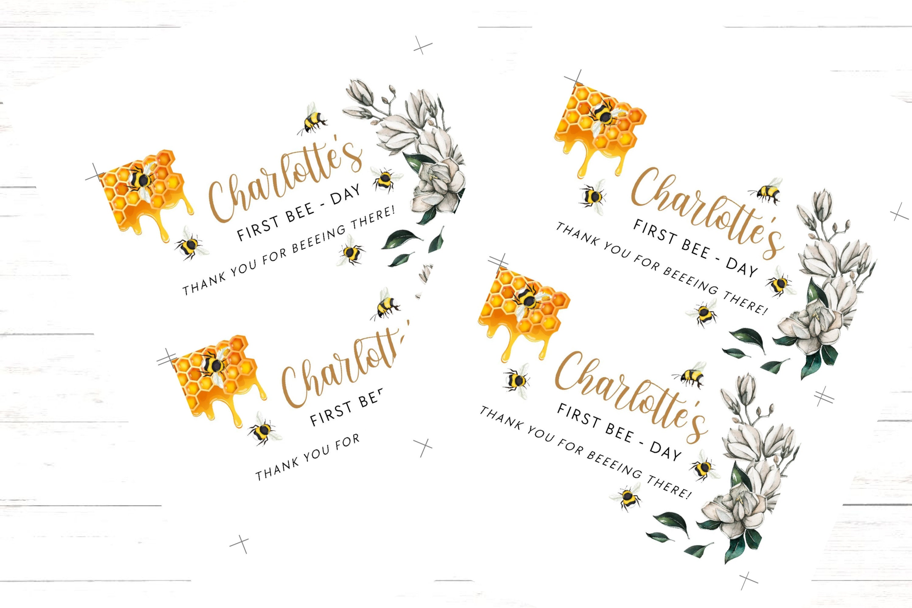 Editable Bee Favor Gable Gift Box Label First Bee Day Gable Label ...