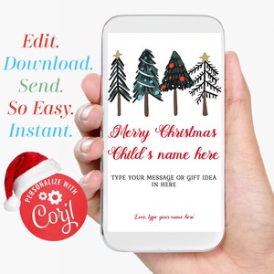 Weihnachtsgeschenk Karte Weihnachts-SMS-Geschenkgutschein-Vorlage zum Bearbeiten, Herunterladen, Drucken und Versenden per E-Mail oder Text sofort Weihnachtsgeschenk-Vorlage