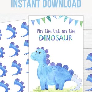 Party games for kids Dinosaur Party Pin the Tail on the Dinosaur printable game Printable party game. Dinosaur birthday party game image 2