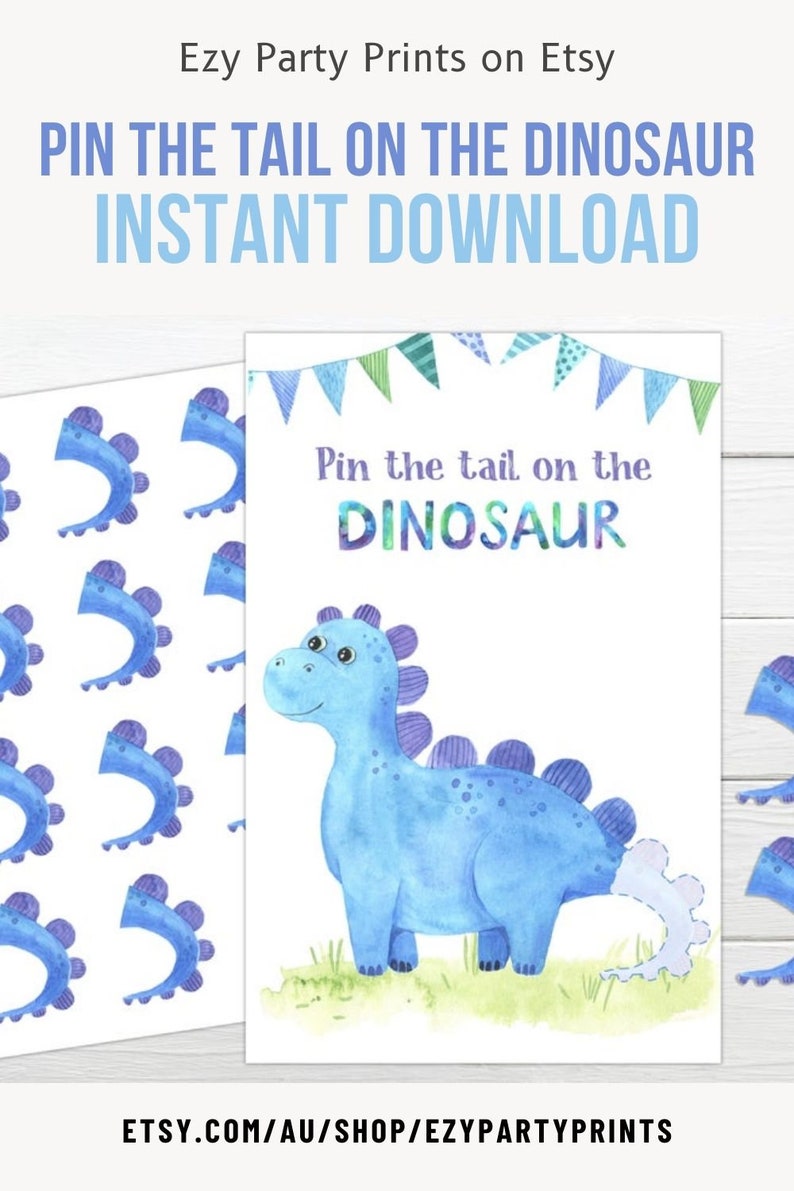 Party games for kids Dinosaur Party Pin the Tail on the Dinosaur printable game Printable party game. Dinosaur birthday party game image 2