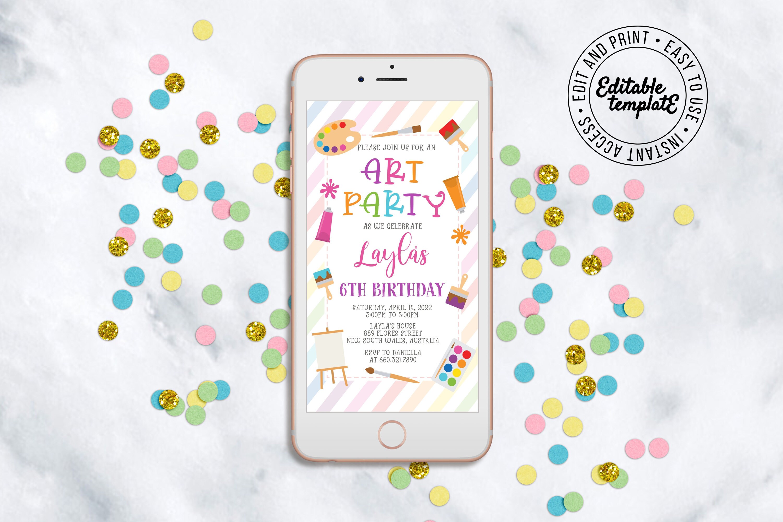 Arts and CRAFTS Digital Invitation to Edit Download and Send by Phone ...