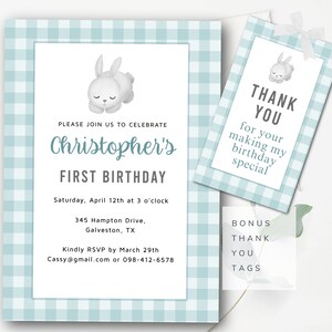 Blue Invitation Blue Check Plaid Invitation Gingham Birthday Invitation Blue Birthday Invitation Instant Download Editable Template