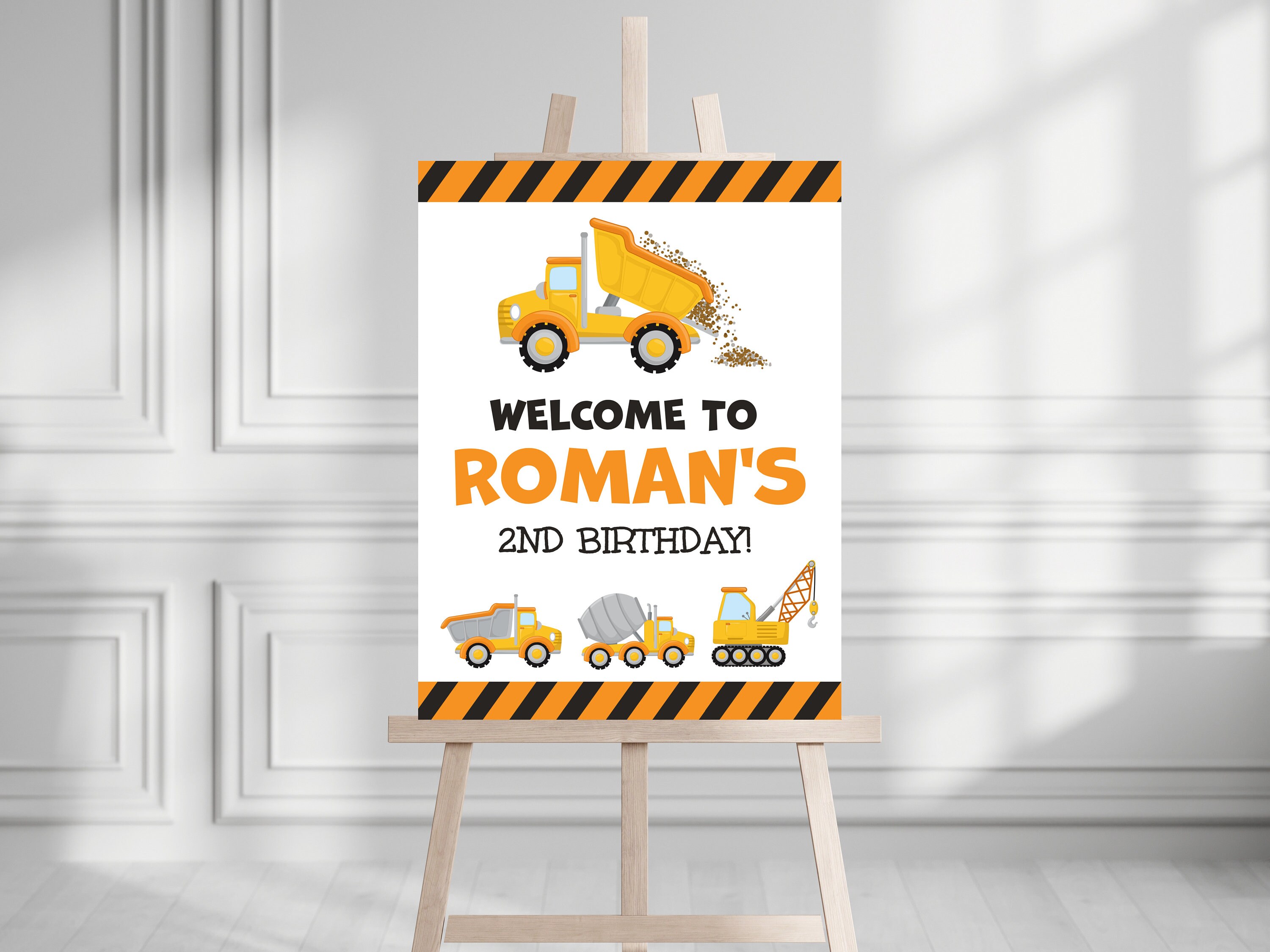 Construction Welcome Sign Birthday Party Template Construction Birthday ...