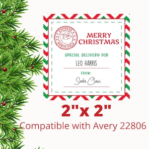Christmas Gift Labels Christmas Stickers in 3 sizes Instant Download Package Labels Editable Gift Labels Santa Labels Gift tags for Xmas