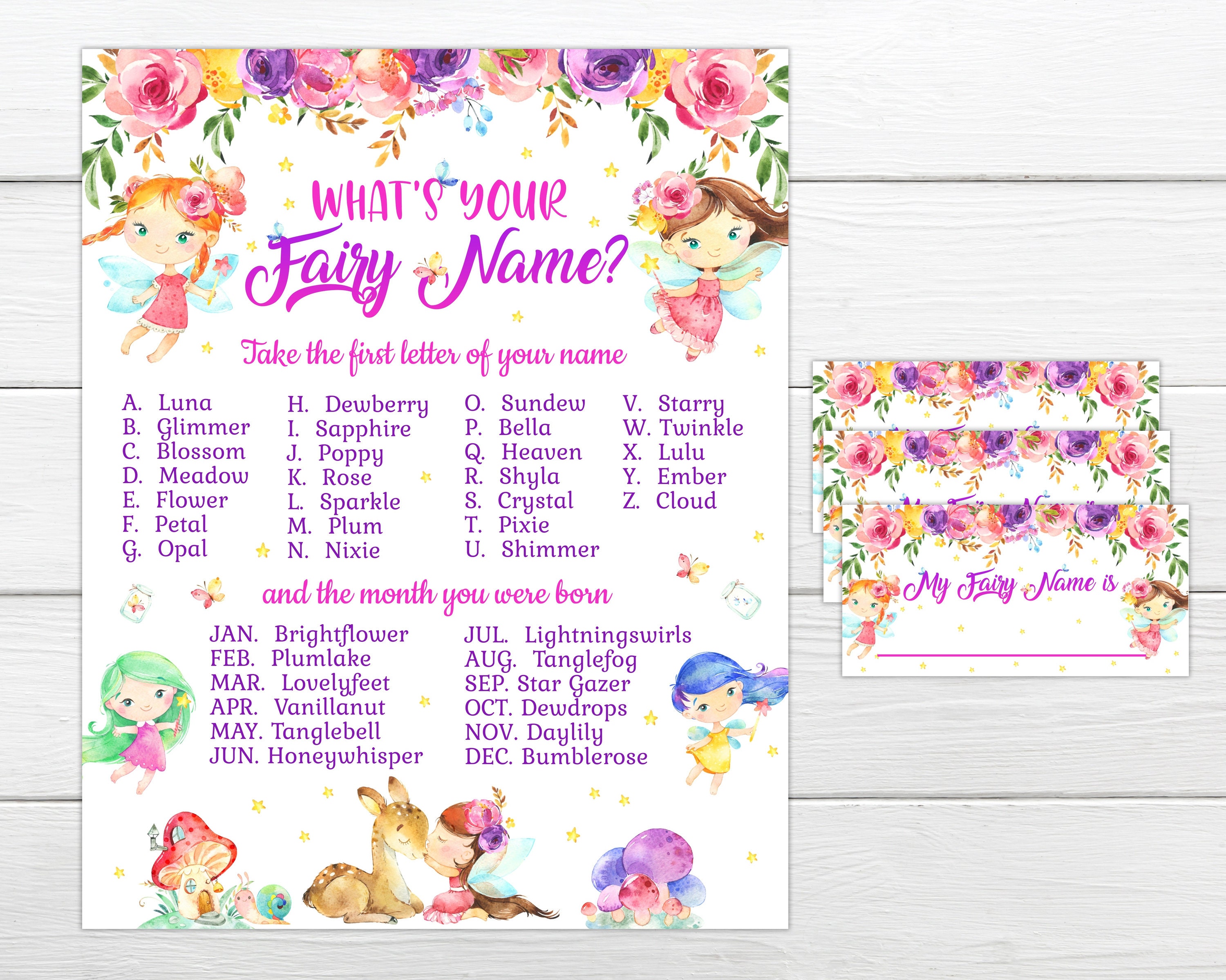 What is Your Fairy Name Game. INSTANT DOWNLOAD Instant Etsy
