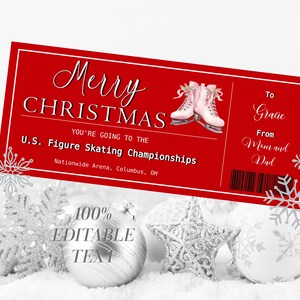 Skating Weihnachtsgutschein Skating Event Weihnachtsgeschenk Überraschungskarte Schlittschuhe Geschenk 100% EDITIERBARER TEXT Sofort Download Geschenk für Sie