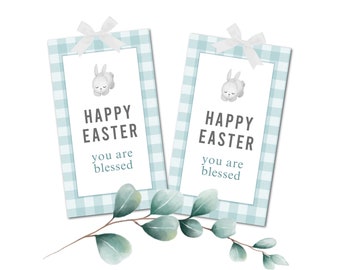Easter Gift Tags Instant Print Easter Tags Printable Easter Favor Tags Instant Print Blue Checks Easter Egg Tags Instant Download and Print