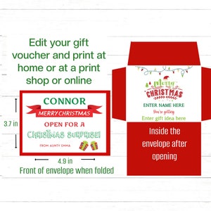 Busta regalo di Natale modificabile Busta regalo di Natale modificabile Coupon regalo per nipote Modifica e stampa istantanea