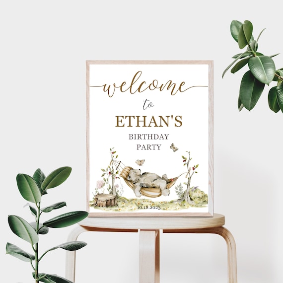 EDITABLE Woodland Welcome Sign, Woodlands Welcome sign, Woodland birthday party decor, Woodland party signage, Forest birthday Welcome Sign Il_570xn