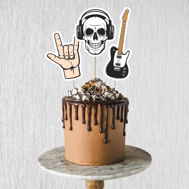 Rock N Roll Cupcake Toppers for Instant Printing Instant Etsy