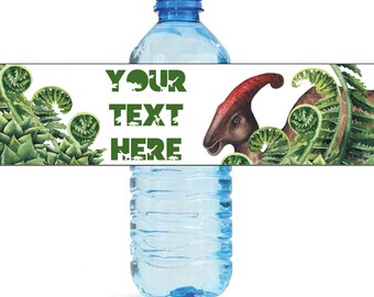 Dinosaur Birthday Water Bottle labels, Editable Jurrasic Dinosaur labels, Editable Dinosaur Water Bottle Labels, Printable Dinosaur Decor