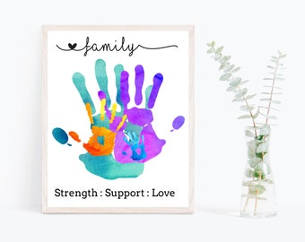 Family Handprint Art Mothers Day Gift Handprint Fathers Day Gift Handprint Family Handprint Gift Instant Print or Add Your Handprints