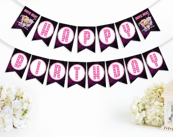 Editable Movie Birthday Party Banner Movie Night Birthday Banner Movie Night Happy Birthday Party - MNP6