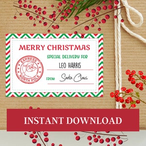 Christmas Stickers in 3 sizes Instant Download Package Labels Editable Christmas Labels Shipping Labels Santa Labels Gift Tags for Xmas